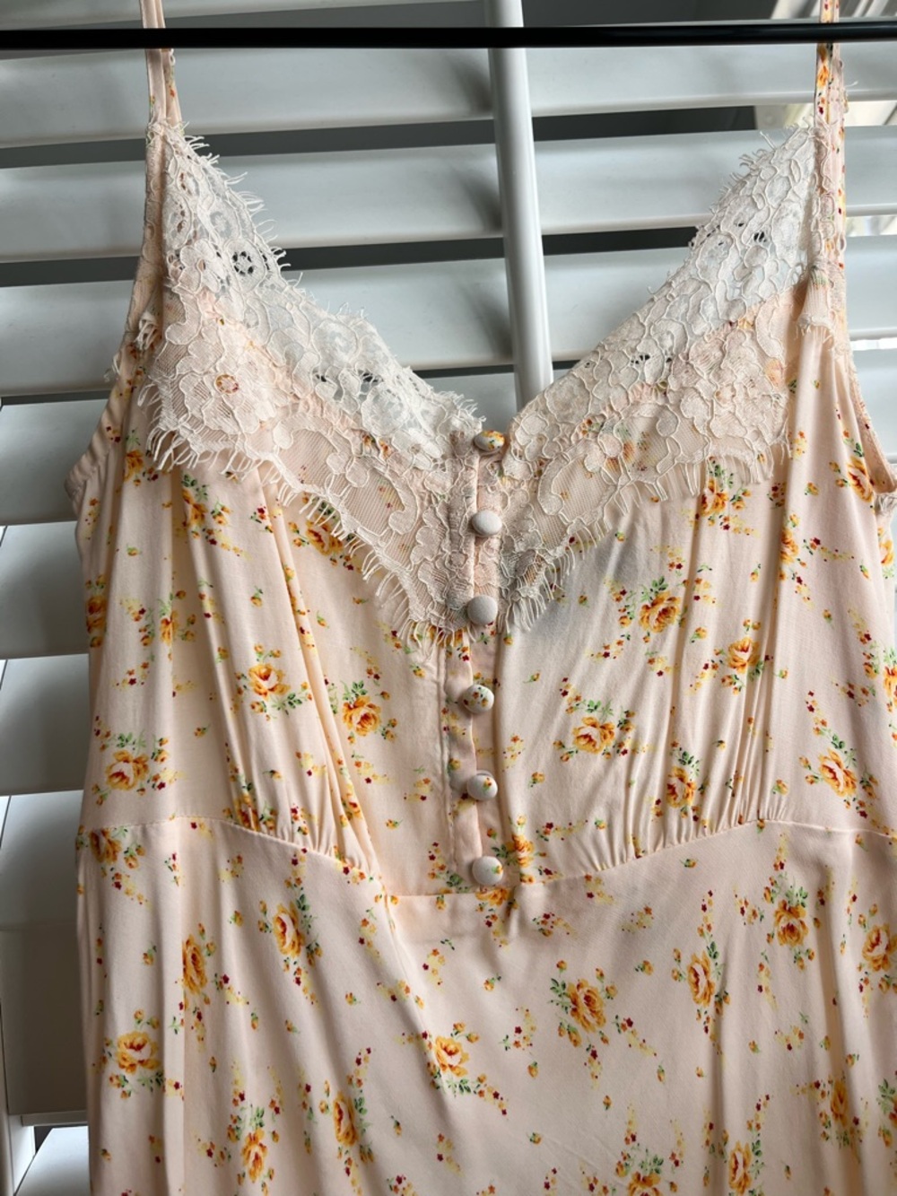 GAP Peach Floral Lace-Trim Slip Dress